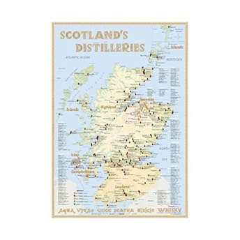 Landkarte schottischer Whisky Distillerien - 46 originelle Whiskey Geschenke