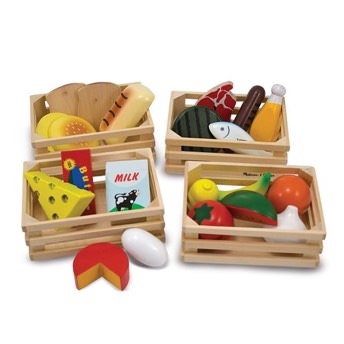 Kisten mit Nahrungsmitteln aus Holz 21 Teile - 