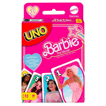 BARBIE THE MOVIE UNO Kartenspiel mit Lieblingscharakteren  - 97 Geschenke für 7 bis 8 Jahre alte Mädchen