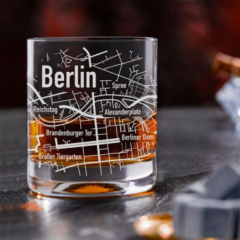 Whiskyglas mit Stadtkarte Gravur verschiedene Stdte  - 46 originelle Whiskey Geschenke