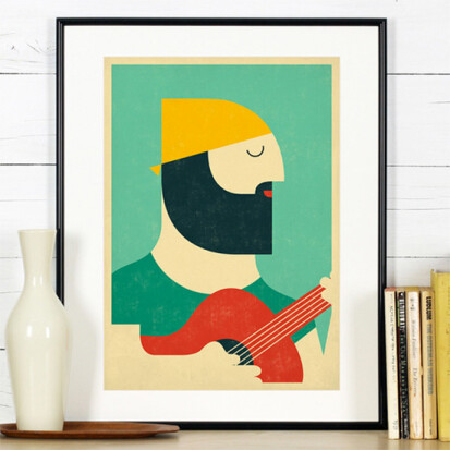 Retro Poster Gitarrenspieler im A3 Format - 