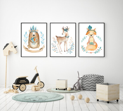 3er Set Waldtiere Prints - 32 tolle Geschenke zur Taufe