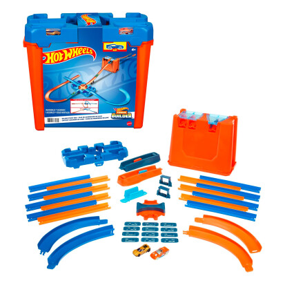 Hot Wheels Track Builder Set mit zwei Spielzeugautos - 