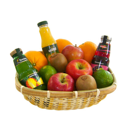 Gesunder Prsentkorb mit Obst und Saft - 