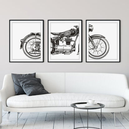 3 tlg MotorradPosterSet - 45 originelle Geschenke für leidenschaftliche Motorradfahrer