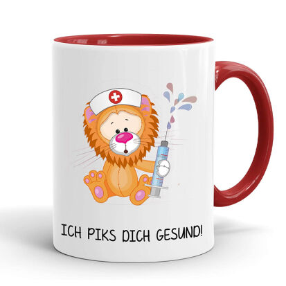 Lustige Tasse mit Ich piks dich gesund Spruch  - 