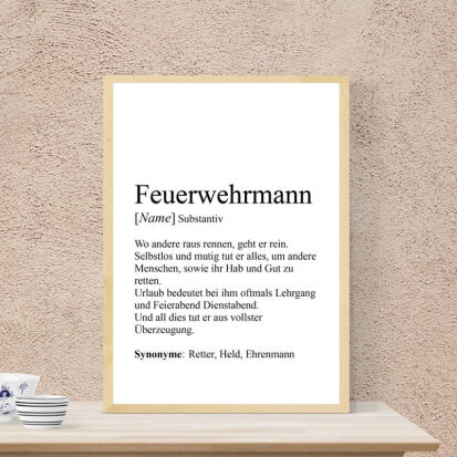 Personalisierter Feuerwehrmann Definition Kunstdruck - 