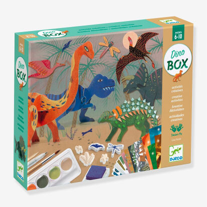 DJECO Dino Box mit sechs kreativen Aktivitten - 80 Geschenke für 7 bis 8 Jahre alte Jungen