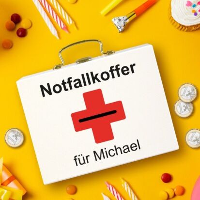 Geldkoffer Notfallkoffer mit Wunschtext - 