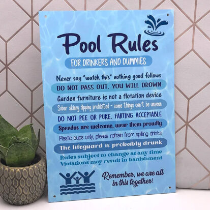 VinylSchild Pool Rules for Drinkers and Dummies - 41 coole und trendige Accessoires für Strand und Pool