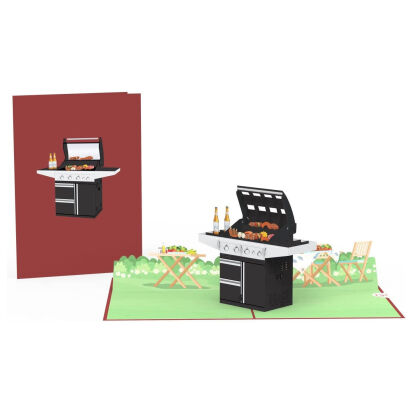 3D PopUp Karte mit einem Gasgrill perfekt fr  - 