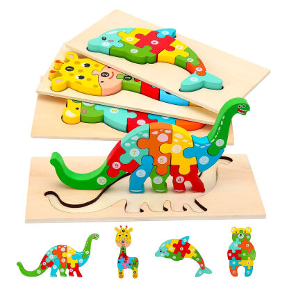 Holzpuzzle fr Kleinkinder 4erSet - 