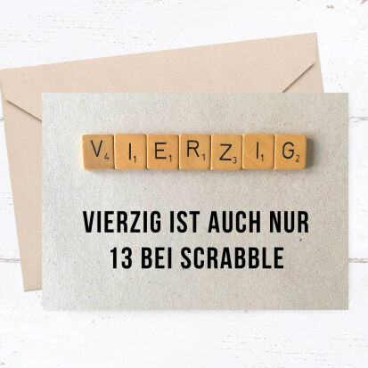 Scrabble Glckwunsch Postkarte zum 40 Geburtstag - 