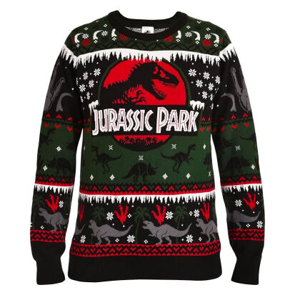 Weihnachtspullover fr DinoFans mit Jurassic Park Logo - 