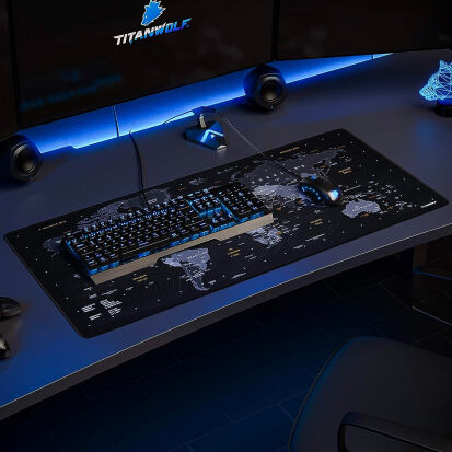 XXL Gaming Mousepad und Schreibtischunterlage mit Weltkarte - 