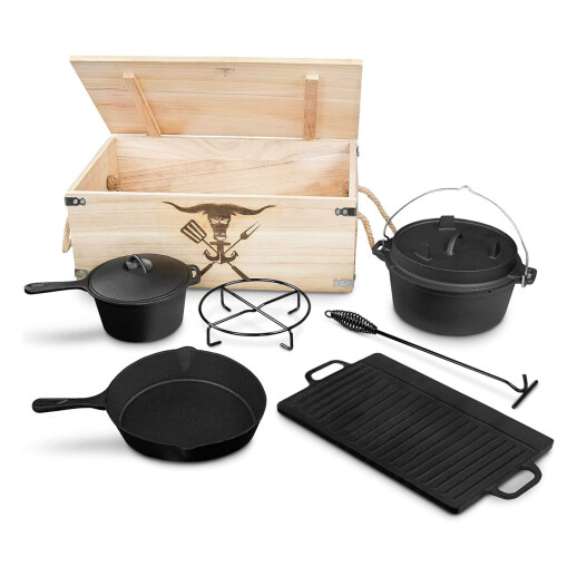 7-teiliges Dutch Oven Set in Holzkiste