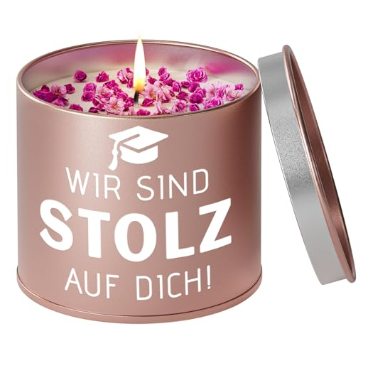 Duftkerze in Metalldose mit Aufschrift 