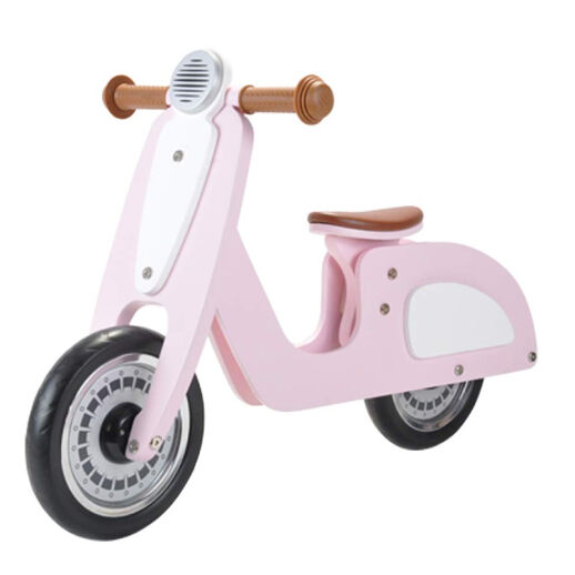 Rosa Holz Laufrad im Vespa-Design