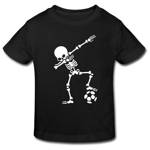 Kinder T-Shirt Dabbing Skelett mit Fussball