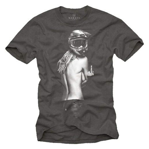 T-Shirt - Pin Up Girl mit Motocross Helm