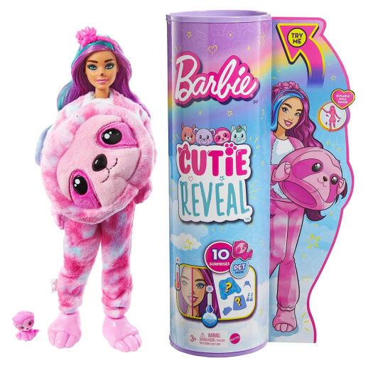 Barbie Cutie Reveal Puppe mit Faultier-Kostüm