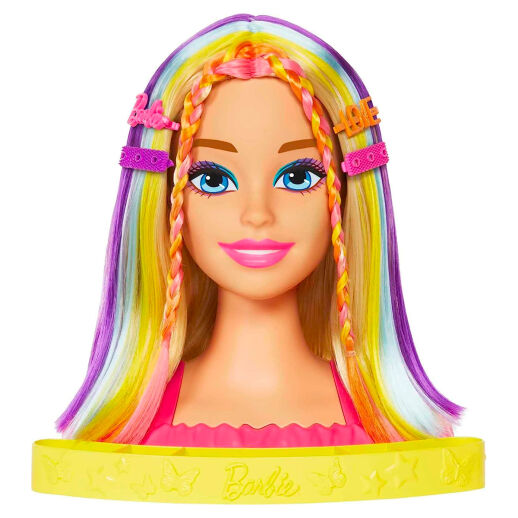 Barbie Totally Hair - Neon-Regenbogen Deluxe Styling-Kopf