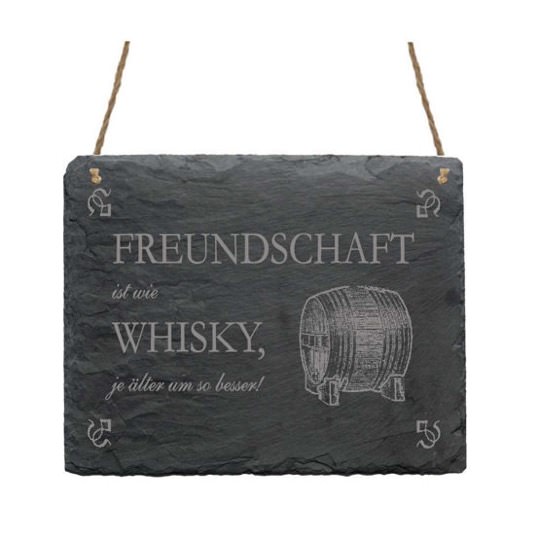 Schiefertafel Schild „Freundschaft ist wie Whisky“