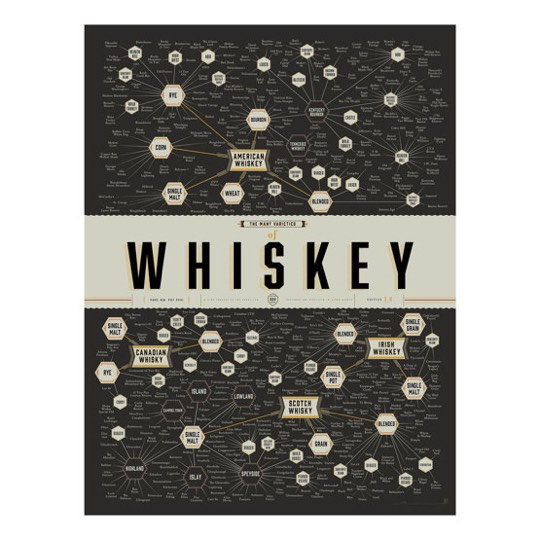 THE MANY VARIETIES OF WHISKEY – Poster von Pop Chart Lab