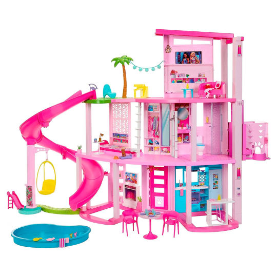 3-stöckiges Barbie Dream House mit 10 Spielbereichen und über 75 Barbie-Accessoires